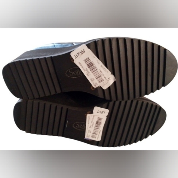 Sofft Wedge 10 Black Boho Waterproof Snow Rain Leather Chelsea Ankle Booties New - Picture 3 of 10